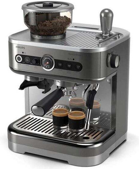 Philips Coffee Machine Αυτόματη Μηχανή Espresso 1050W Πίεσης 15bar με Μύλο Άλεσης Ασημί