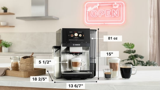 Bosch Automat de Espresso Presiune 19bar cu Wi-Fi Neagră TQE80703