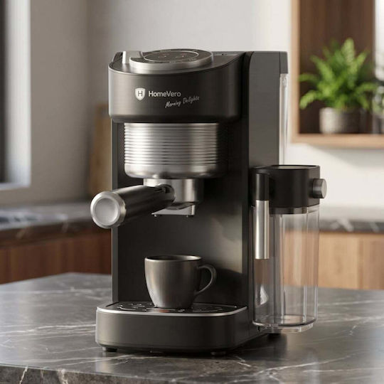 HomeVero Αυτόματη Μηχανή Espresso 1400W Μαύρη HV-CMF1400