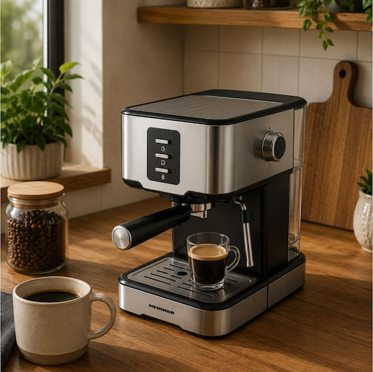 Heinner Μηχανή Espresso 850W Πίεσης 15bar Ασημί HEM-850IXBK