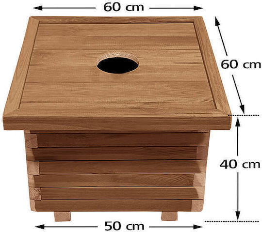 Holz-Abfalleimer Quadrat 50x50x40 60L-tesias Holzprodukte