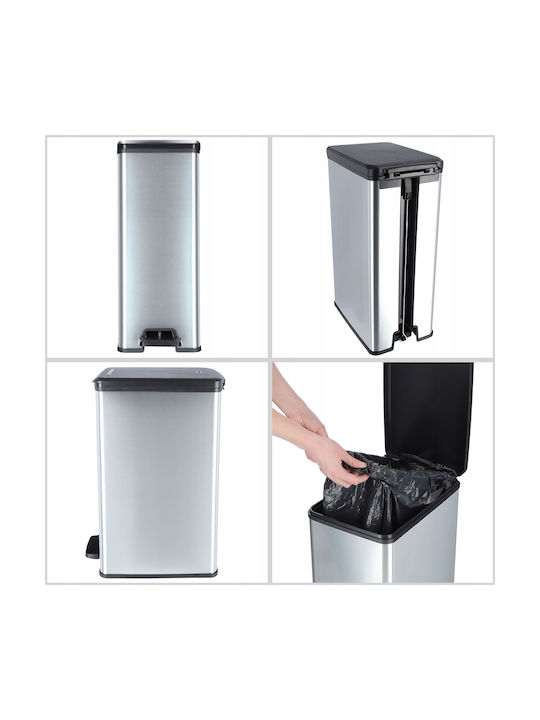 Curver Bin Κάδος Απορριμμάτων Μεταλλικός Ασημί 40lt