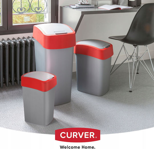 Curver Coș Flip Bin De Gunoi Din Plastic Cu Capac Oscilant Roșu 25lt