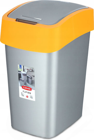 Curver Flip Bin Plastic Waste Bin with Oscillating Lid Orange 10lt