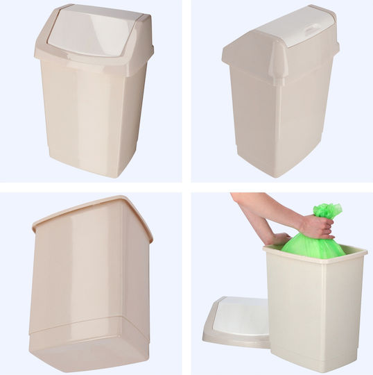 Curver Click-It Plastic Waste Bin with Oscillating Lid Beige 25lt
