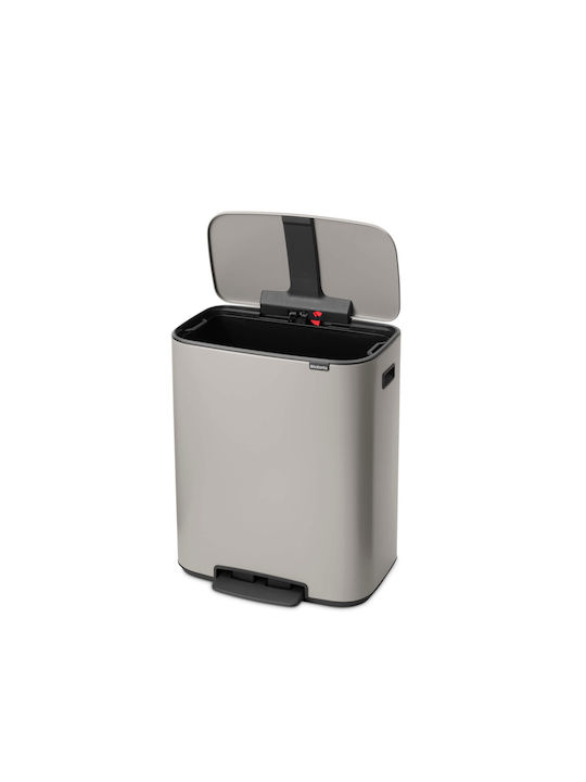 Brabantia Bo Pedal Mülleimer Kunststoff mit Pedal Graue 60lt