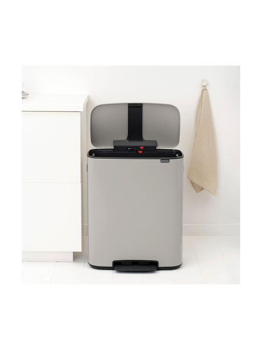 Brabantia Bo Pedal Mülleimer Kunststoff mit Pedal Graue 60lt