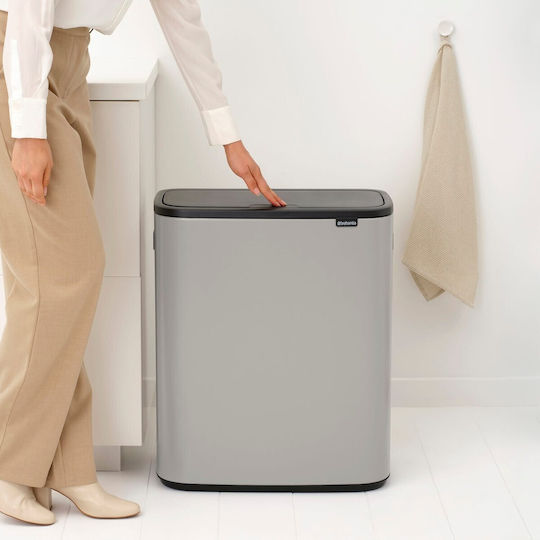 Brabantia Κάδος Bo Touch Ανακύκλωσης Πλαστικός Push Γκρι 60lt