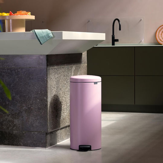 Brabantia Κάδος NewIcon Pedal Απορριμμάτων Πλαστικός με Πεντάλ Ροζ 30lt