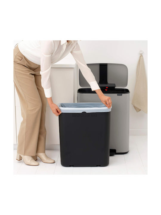 Brabantia Bo Pedal Mülleimer Kunststoff mit Pedal Graue 60lt