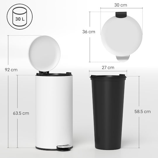 HomCom HomCom Kunststoff Mülleimer Mit Pedal 30l Beiges