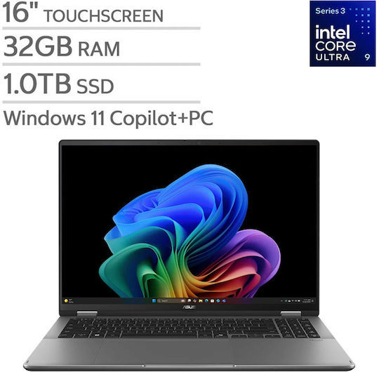Asus Vivobook 16 Flip 2-in-1 16" OLED FHD+ Touchscreen (Ultra 9-386H/32GB/1TB SSD/W11 Home) (US Keyboard)
