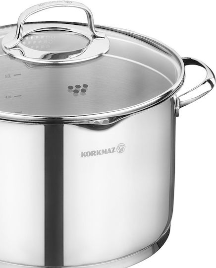 Korkmaz Deep Stainless Steel Pot 7lt / 24cm