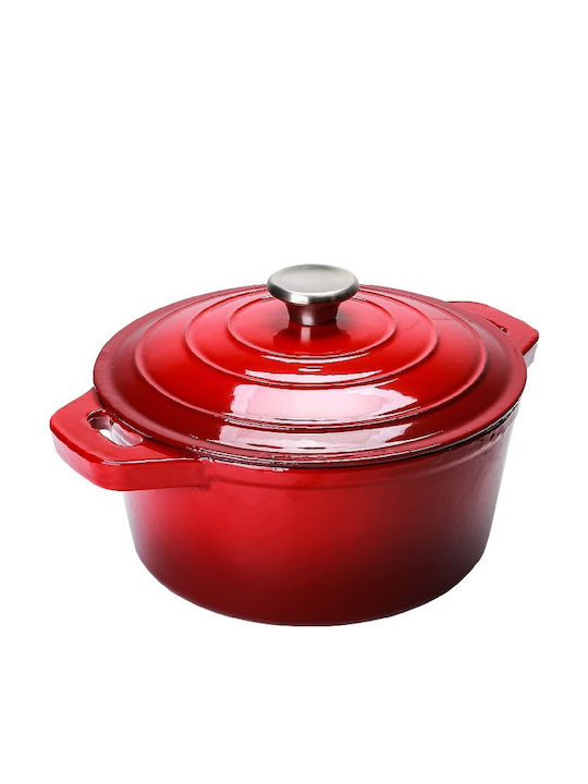 ArtGaz JTA22 Deep Pot made of Cast Iron 2.6lt / 22cm Red