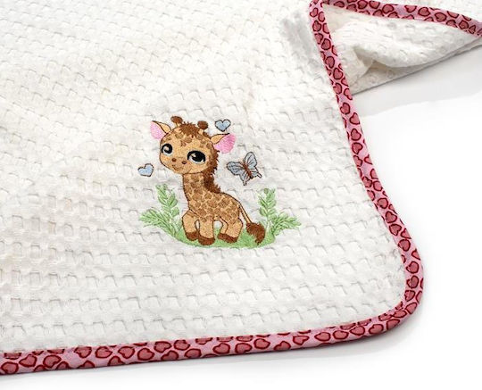 Dimcol Pătură Pepinieră Swaddling Giraffe Pique Albă 80x110cm