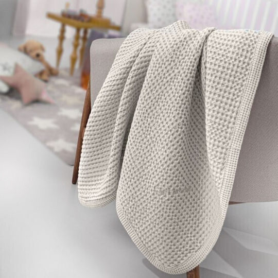 Guy Laroche Cot Blanket Perla Waffle Ecru 110x130cm