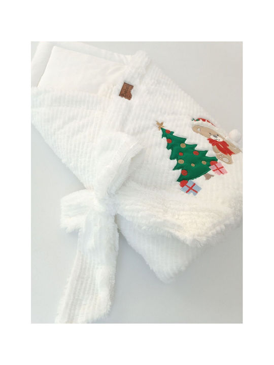 SteweHome Nursery Swaddling Cotton Ecru Blanket with Animal 100x100cm