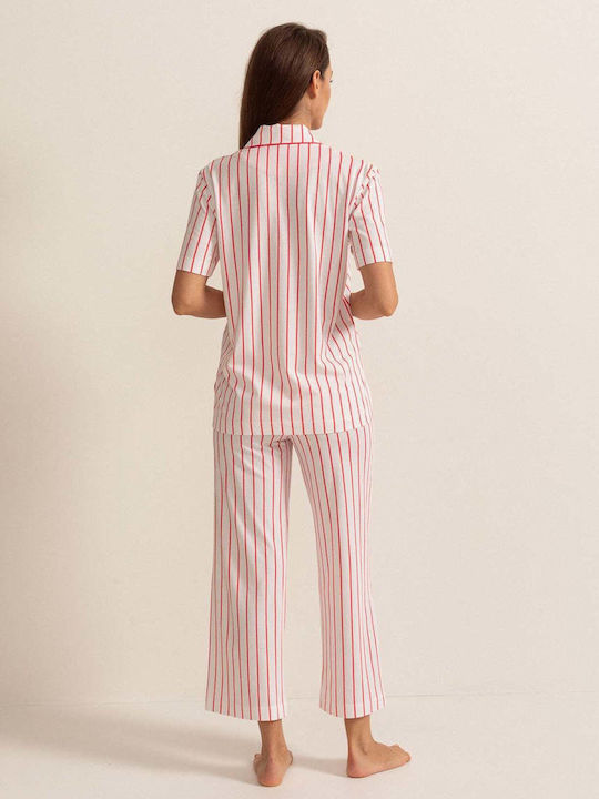 Sofiaman Sofiaman Sommer Baumwollene Damen Schlafanzug Bluse Weiß