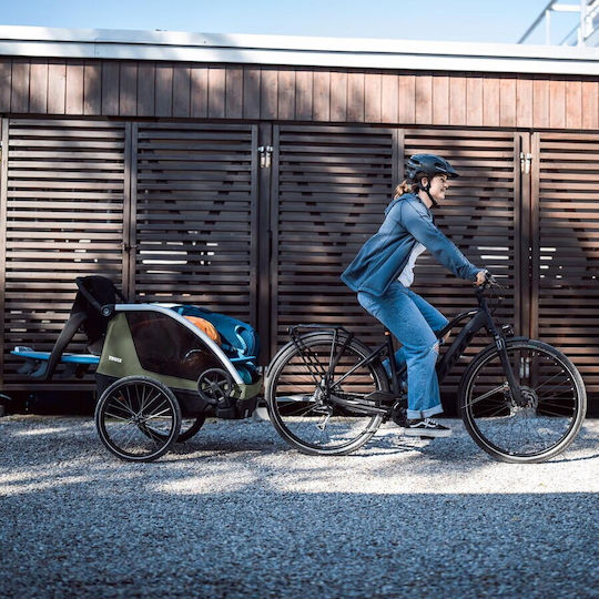 Thule Fahrradanhänger Für Den Transport Von 2 Kindern Thule Courier Dunkelgrün
