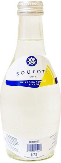 Souroti Glass Carbonated Water with Flavor Lemon & Lime 0.25lt