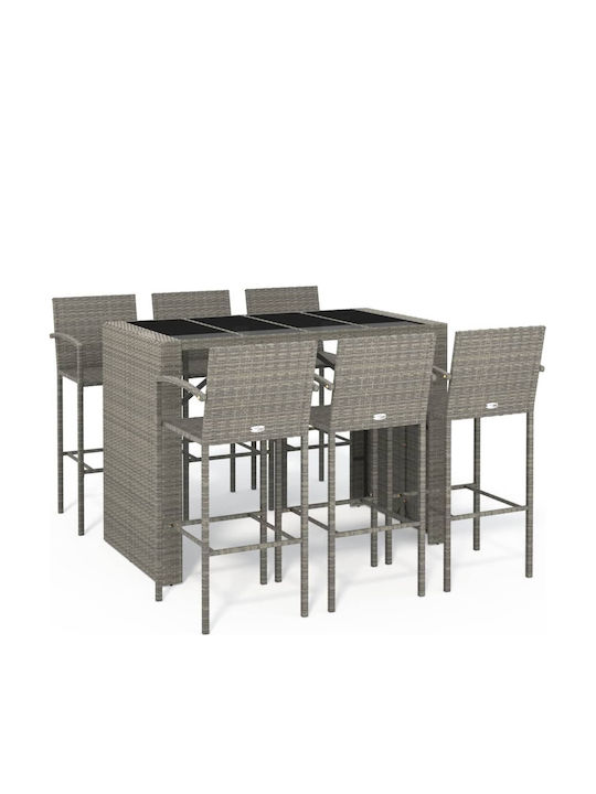 Set Bar Exterior Din Material Sintetic 7 Piese Gri