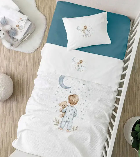 Borea Set Baby Sheets Crib Cotton Goodnight White 120x160cm