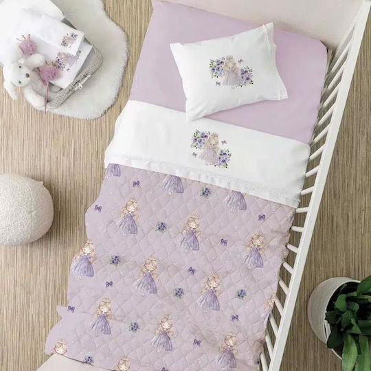 Borea Set Baby Sheets Crib Cotton Lily White 120x160cm