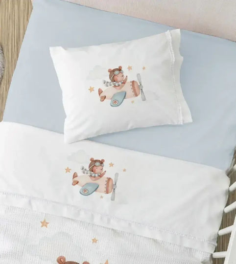 Borea Set Baby Sheets Crib Cotton Pilot White 120x160cm