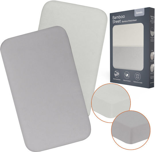 Lionelo Set Baby Sheets Cradle Cotton Fitted White 80x42cm LO-BAMBOO_SHEET_OFF_WHITE_GREY_80x42