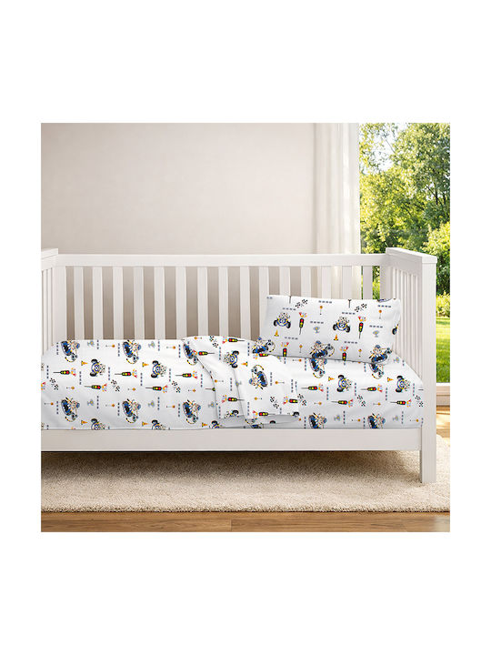 Dimcol Set Baby Crib Cotton Sheets Animal Grand Prix 589 Multicolour 120x160cm 3 Pieces
