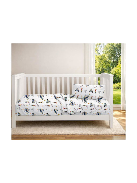 Dimcol Set Baby Crib Cotton Sheets Animal Grand Prix 589 Multicolour 120x160cm 3 Pieces