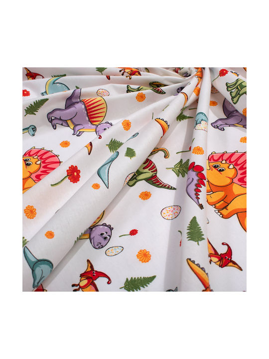 Dimcol Baby Bettlaken Für Wiege Baumwolle Dinosaurier 520 Weiß 80x110cm