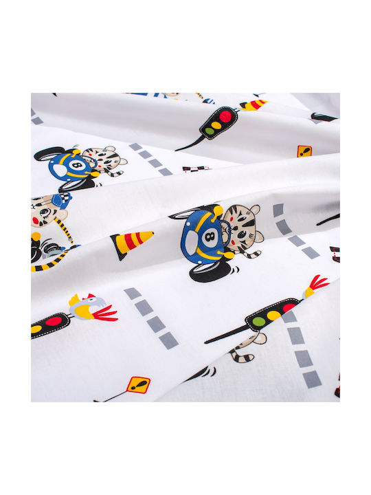 Dimcol Baby Bettlaken Für Wiege Baumwolle Animal Grand Prix 589 Weiß 80x110cm