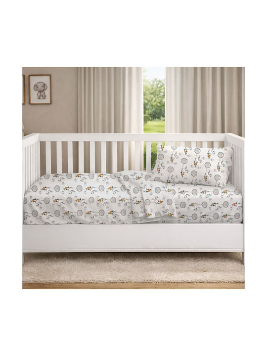 Dimcol Set Baby Crib Cotton Sheets Floating Bunny 715 Multicolour 120x160cm 3 Pieces