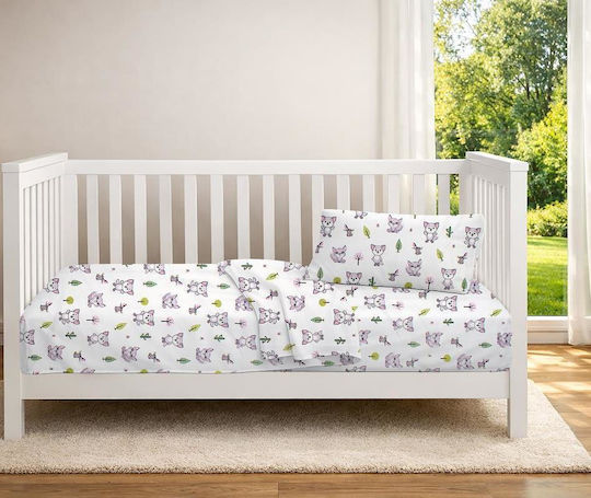 Dimcol Set Baby Crib Cotton Sheets Baby Foxes 594 Multicolour 120x160cm 3 Pieces