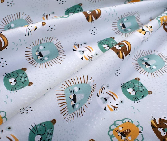 Dimcol Baby Crib Cotton Fitted Sheet Big Cats 28 Turquoise 70x140cm