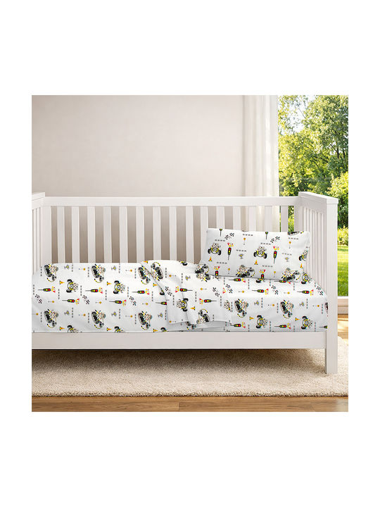 Dimcol Set Baby Crib Cotton Sheets Animal Grand Prix 590 Multicolour 120x160cm 3 Pieces