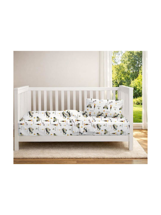 Dimcol Set Baby Crib Cotton Sheets Animal Grand Prix 590 Multicolour 120x160cm 3 Pieces