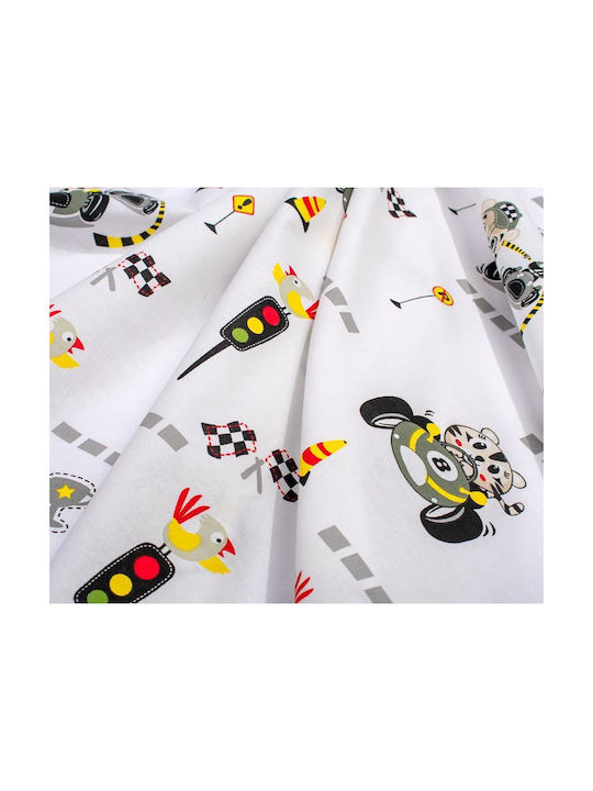 Dimcol Set Baby Crib Cotton Sheets Animal Grand Prix 590 Multicolour 120x160cm 3 Pieces