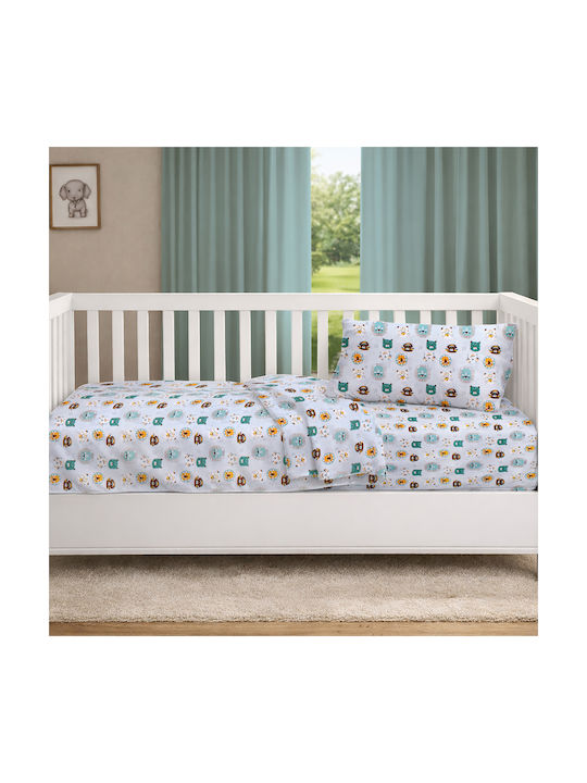 Dimcol Baby Crib Cotton Fitted Sheet Big Cats 28 Turquoise 70x140cm