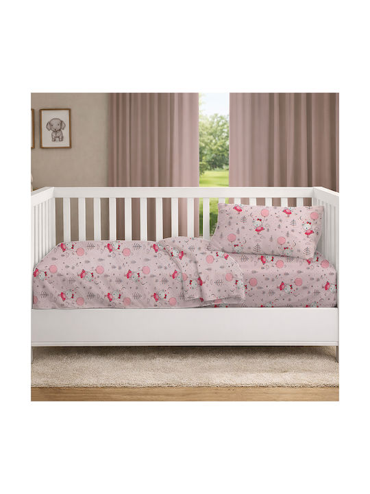 Dimcol Set Baby Crib Cotton Sheets Ballerina Bear 598 Multicolour 120x160cm 3 Pieces