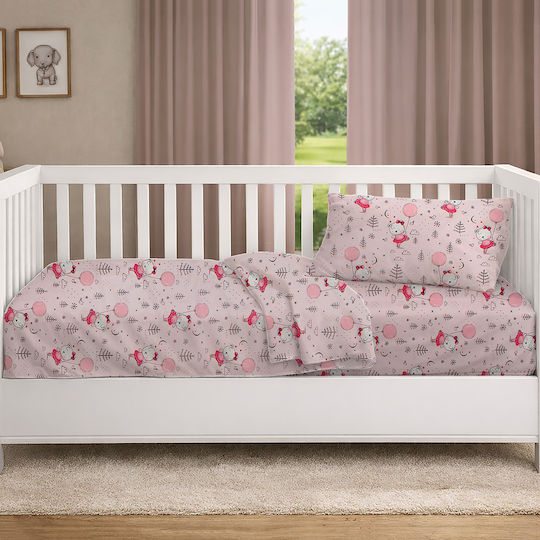 Dimcol Set Baby Crib Cotton Sheets Ballerina Bear 598 Multicolour 120x160cm 3 Pieces