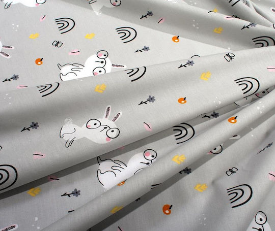 Dimcol Set Baby Crib Cotton Sheets Rabbit Garden Multicolour 120x160cm 3 Pieces