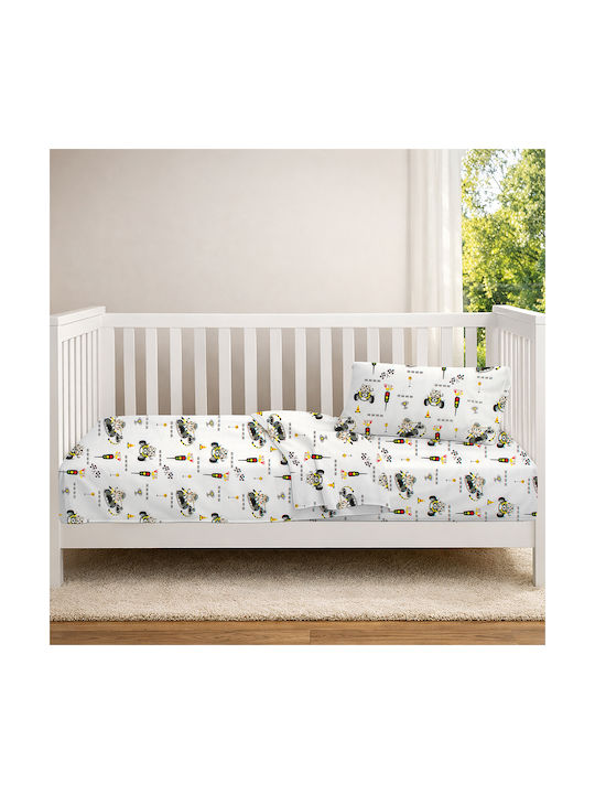 Dimcol Set Baby Crib Cotton Sheets Animal Grand Prix 590 Multicolour 120x160cm 3 Pieces