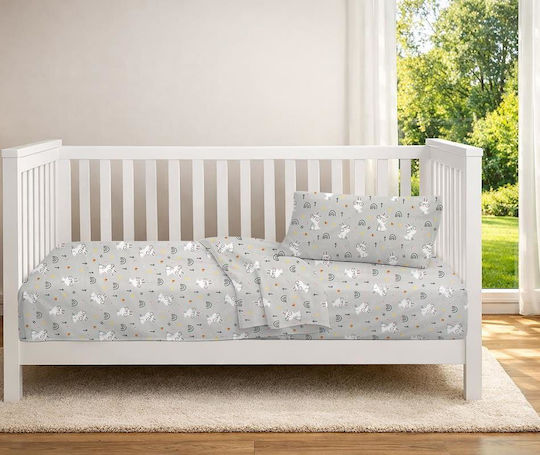 Dimcol Set Baby Crib Cotton Sheets Rabbit Garden Multicolour 120x160cm 3 Pieces