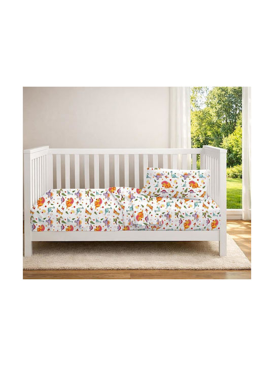 Dimcol Set Baby Crib Cotton Sheets Dinosaur 520 Multicolour 120x160cm 3 Pieces