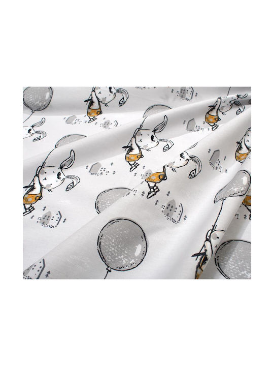 Dimcol Baby Bettlaken Für Krippe Baumwolle Angepasst Floating Bunny 715 Grau 70x140cm