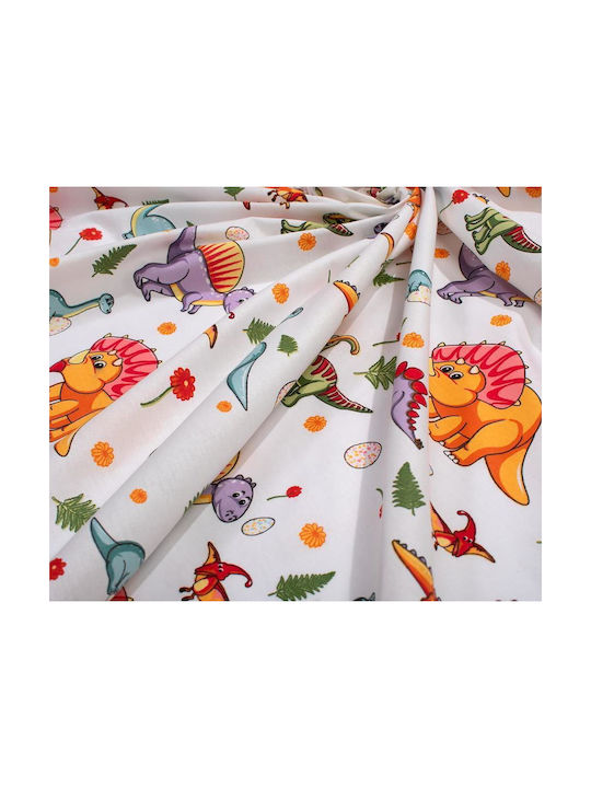 Dimcol Baby Bettlaken Für Krippe Baumwolle Angepasst Dinosaur 520 Weiß 70x140cm