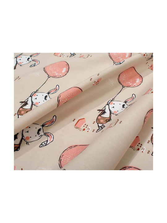 Dimcol Lenjerie De Patut Bebe Pentru Patut Din Bumbac Cu Cauciuc Floating Bunny 714 Bej 70x140cm