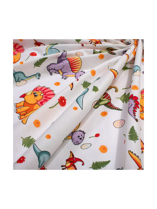 Dimcol Baby Bettlaken Für Krippe Baumwolle Angepasst Dinosaur 520 Weiß 70x140cm